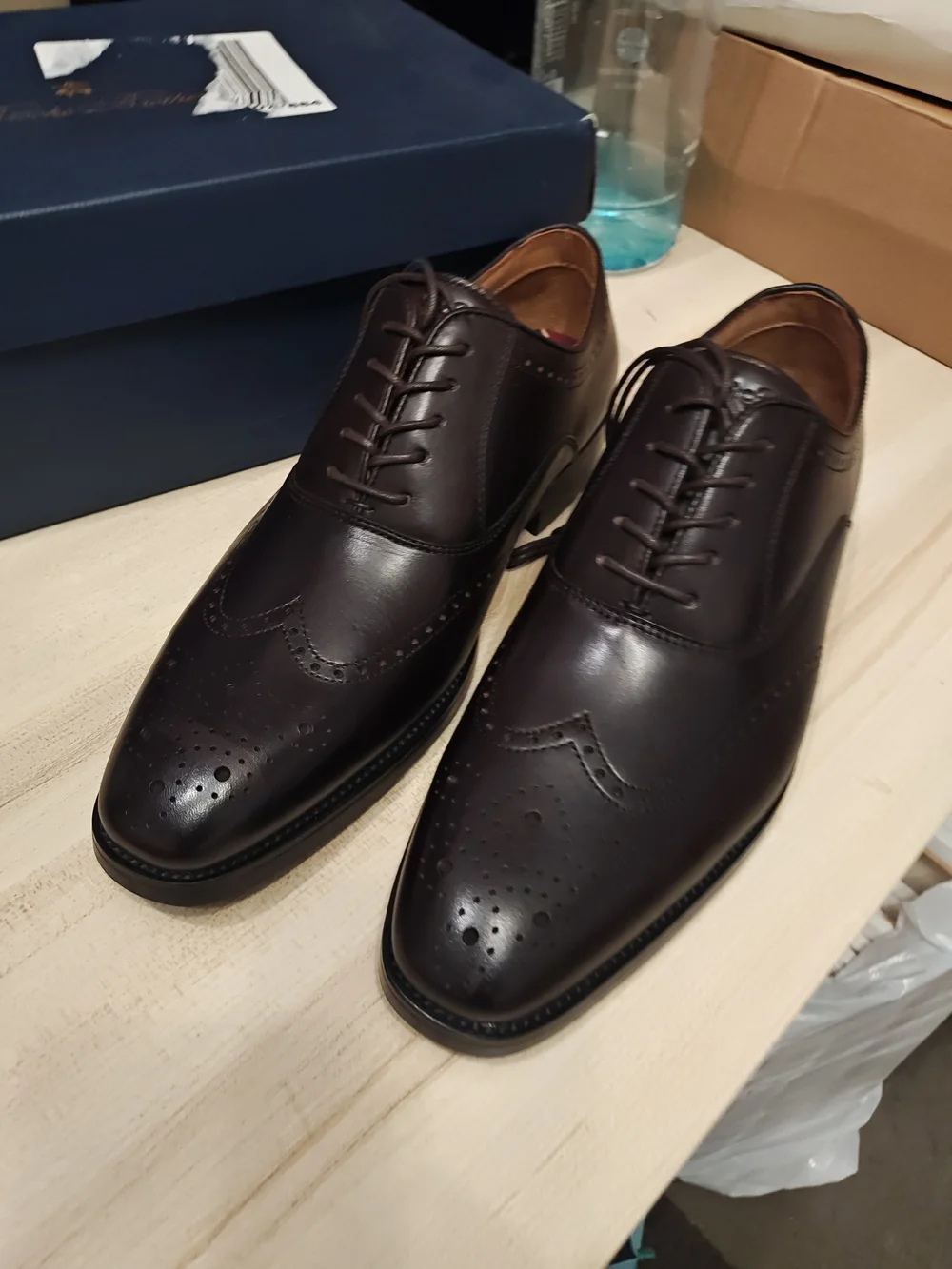 Brooks Brothers Dark Brown Leather Wingtip Oxfords 8